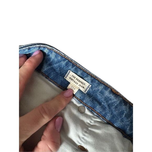 Madewell The Perfect Vintage Jeans size 35 Petite Light Blue Wash Denim Distress - Picture 4 of 9